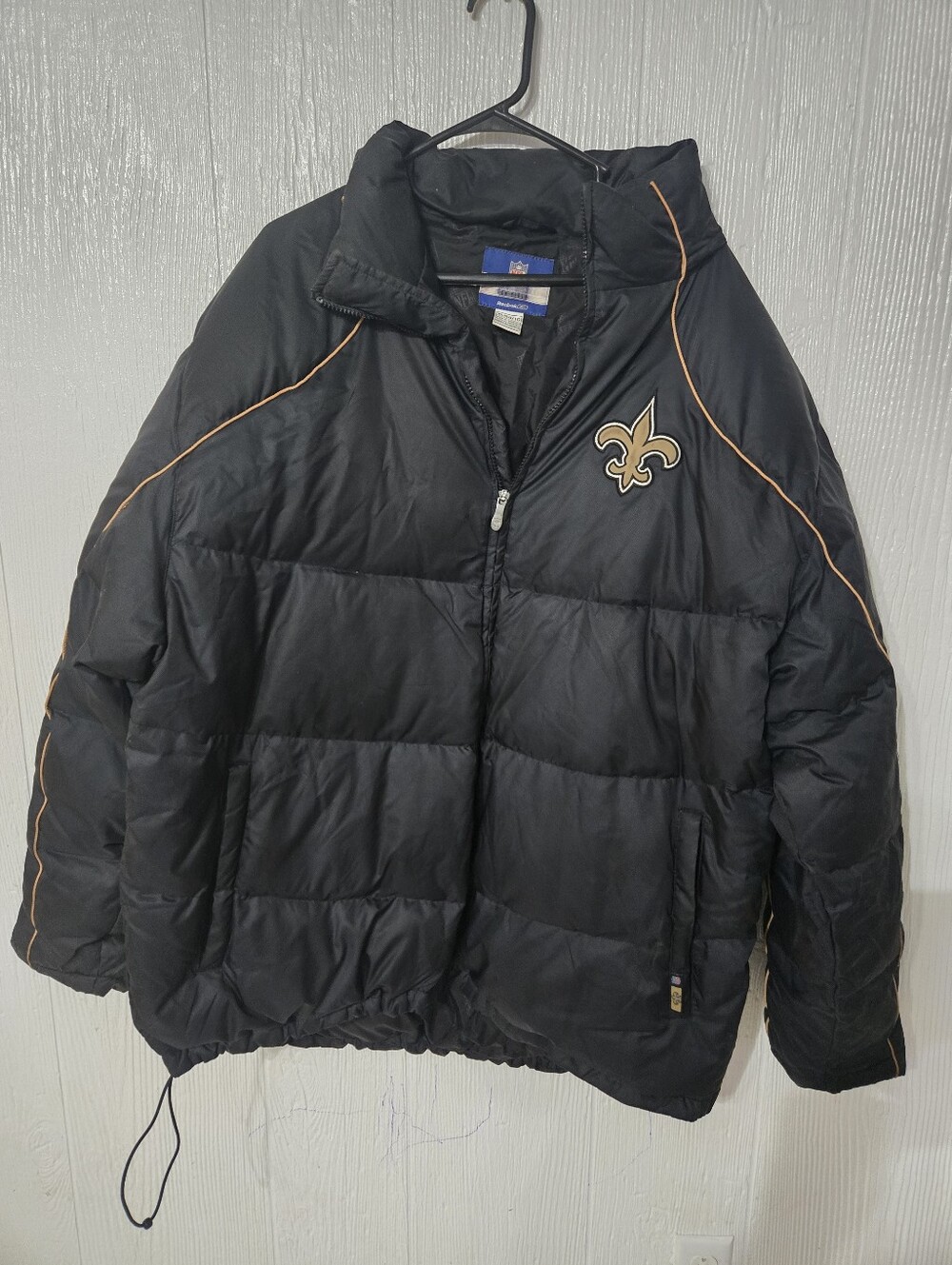 NFL Reebox New Orlean Saints Mens Full Zip Lined Puffer Jacket Size XL